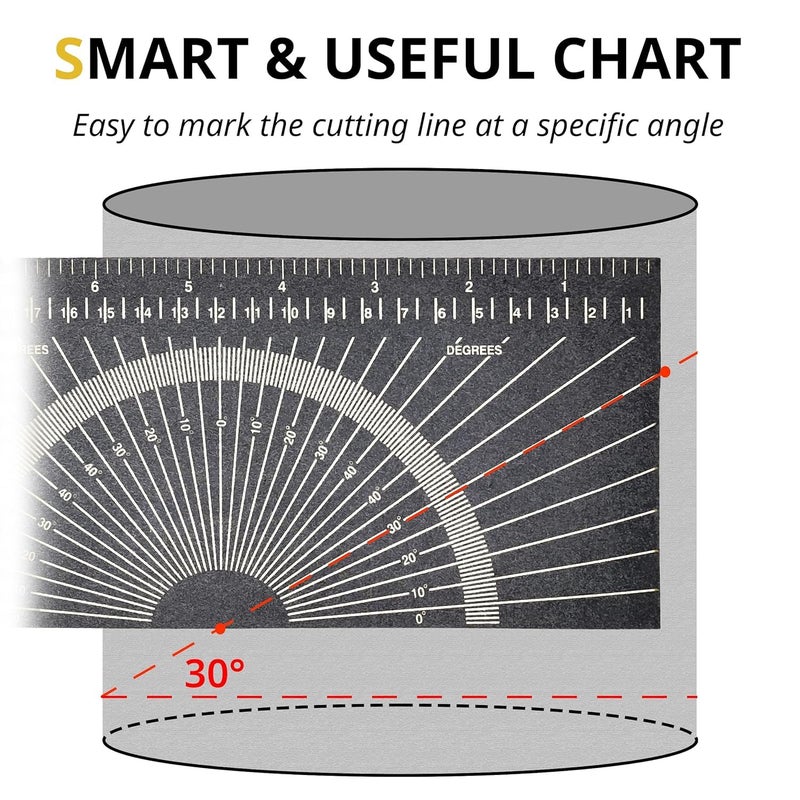 JHTii Pipe Measure Tool Wrap Around Tape, Flex Angle Measuring and Marking Gauge for 3"" to 10"" Diameter - Image 5